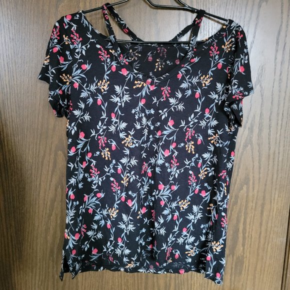 Lucky Brand Cold Shoulder Floral Shirt Size Small - Picture 9 of 13
